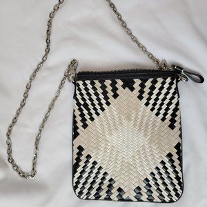 Cole Haan woven leather handbag with chain shoulder strap